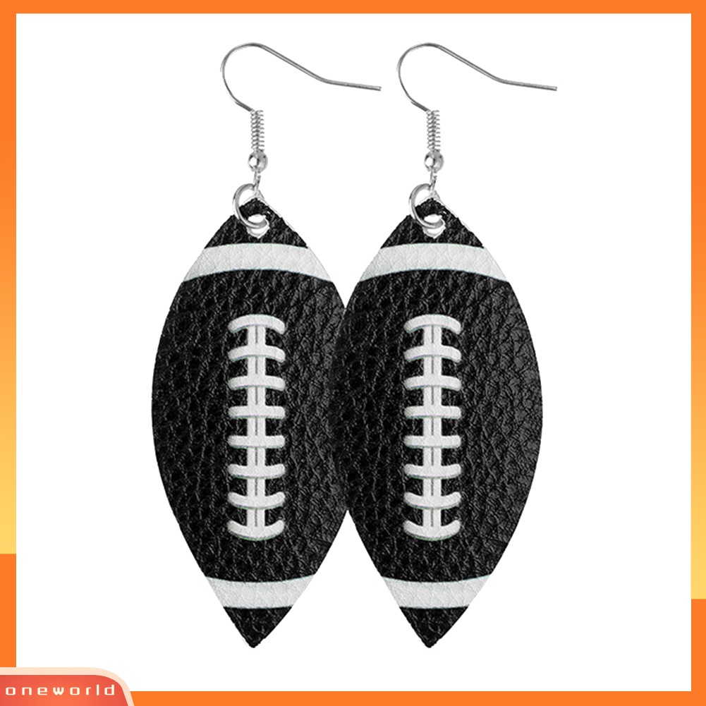 [WOD] Basket Baseball Voli Kulit Imitasi Tetesan Air Liontin Lady Hook Anting