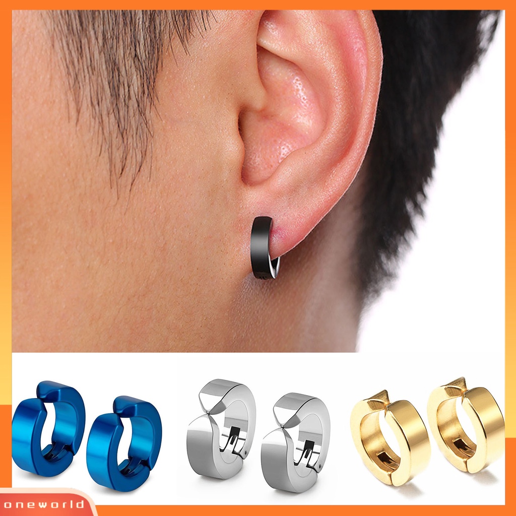 [WOD] 2pcs Anting Huggie Anti Alergi Anti-Oksidasi Stainless Steel Non-Piercing Earrings Ear Clip Untuk Pesta