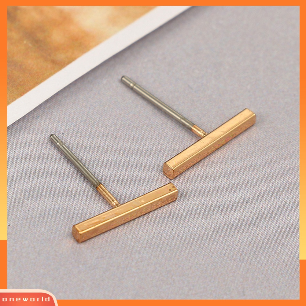 [WOD] Wanita Pria Fashion T Bar Alloy Ear Stud Earrings Pesta Perhiasan Hadiah Ulang Tahun