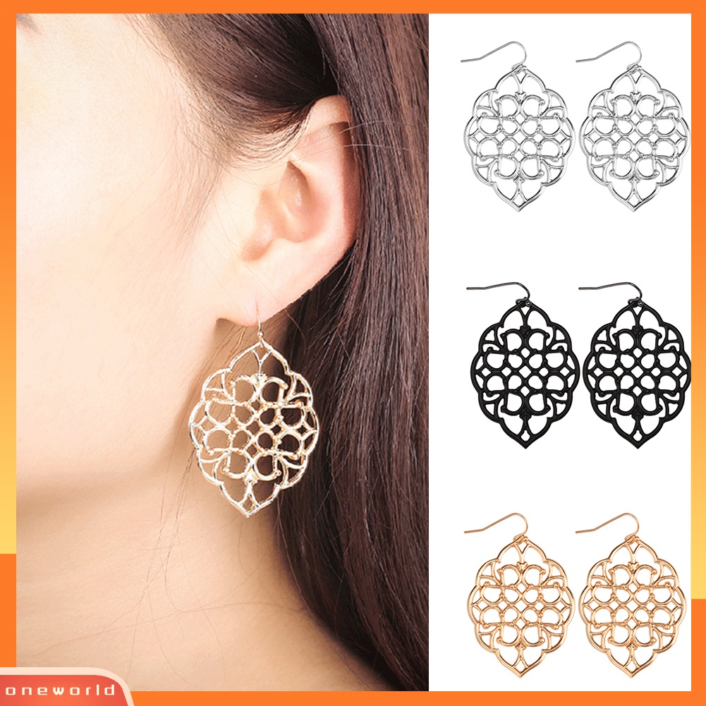 [WOD] Fashion Melingkar Berongga Geometris Liontin Kait Anting Wanita Gadis Perhiasan Hadiah