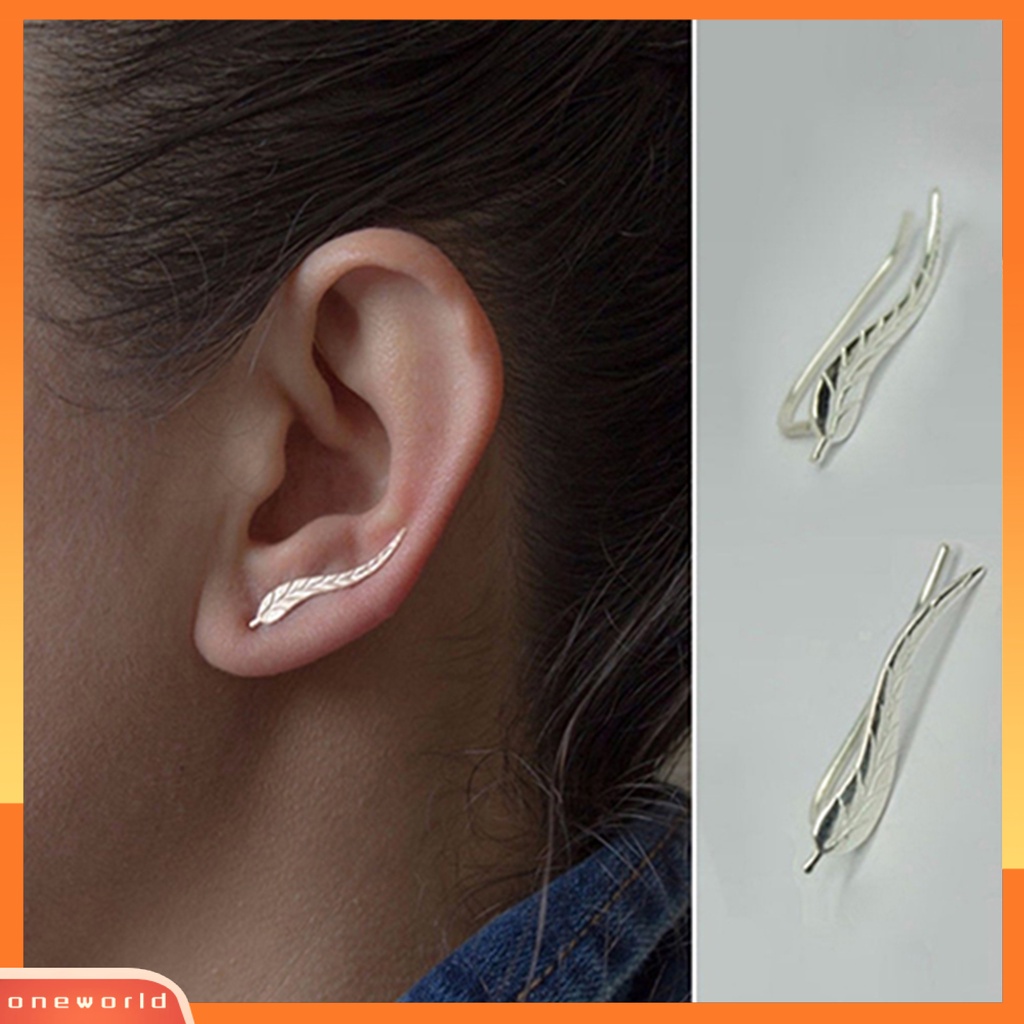 [WOD] 1pasang Anting Tusuk Telinga Bentuk Daun Bahan Alloy Indah Fashion Stud Untuk Wanita