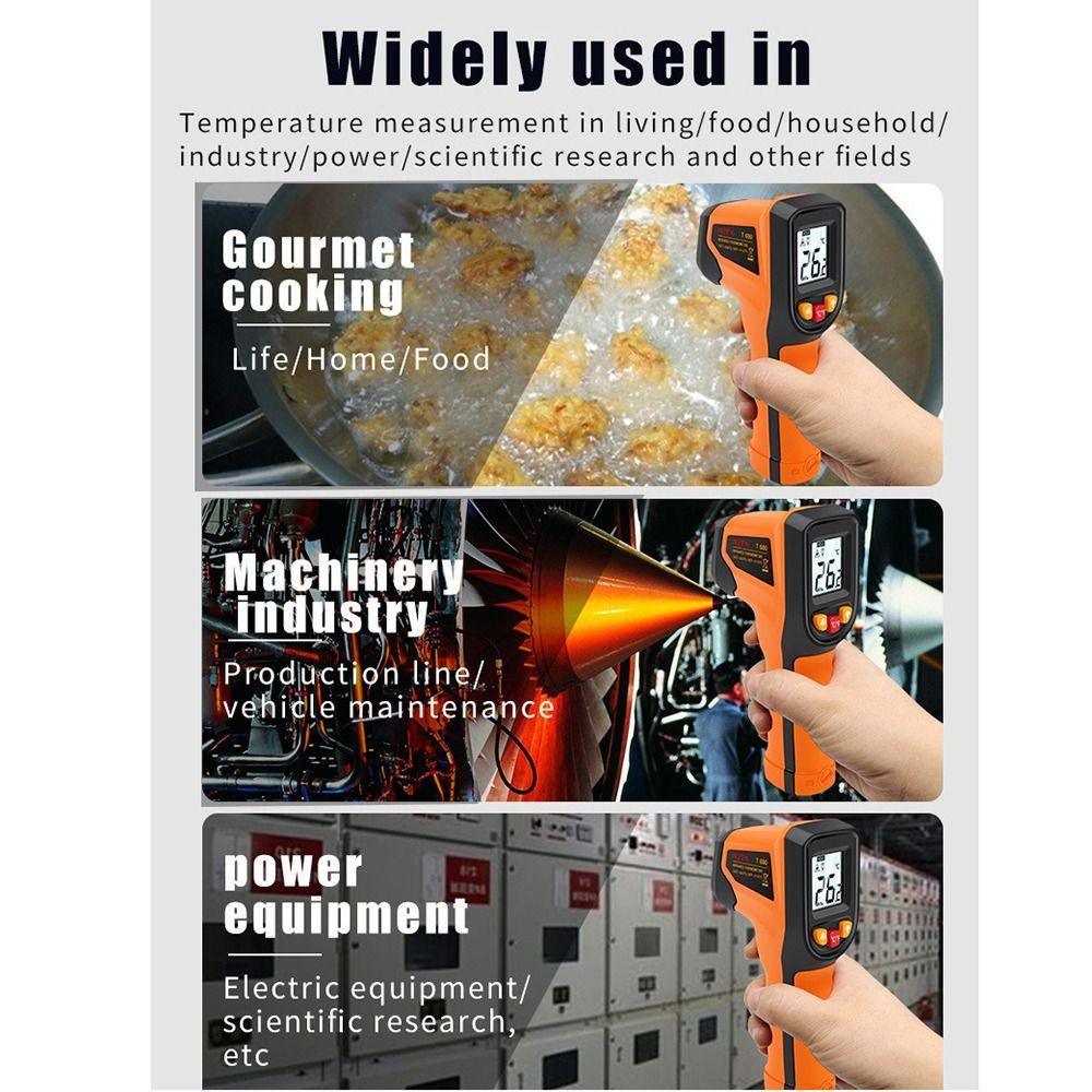 TOP Termometer Infrared Digital Kulkas Pizza Oven Untuk Masak Dapur Handheld Non Contact -50°C~600°C (-58°F~112°F)
