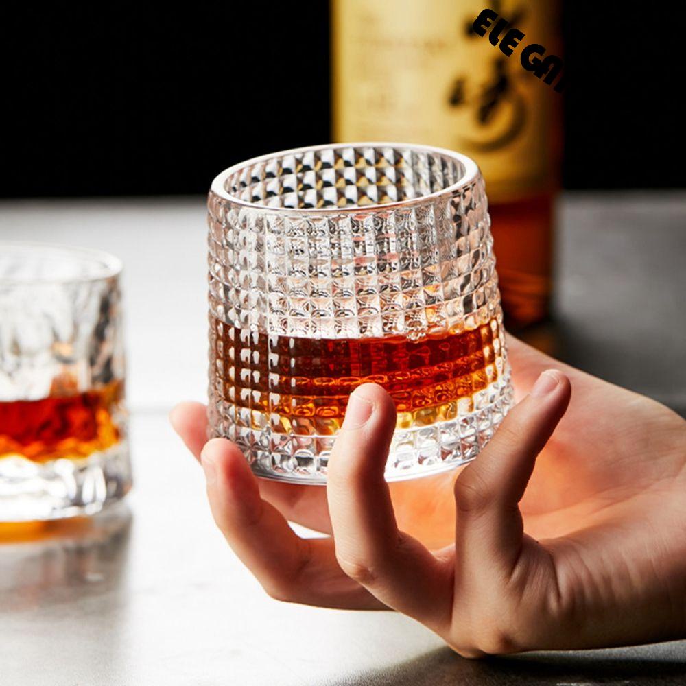 [Elegan] Burbon Glass Rotatable Scotch Untuk Bourbon Wine Glass Drinkware Minum Gelas Whiskey Kristal