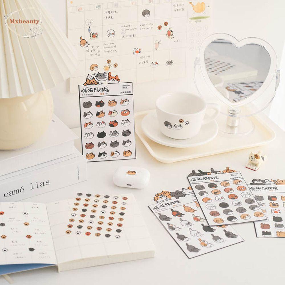 Mxbeauty Basic Stiker Stationery Sticker Kreativitas DIY Scrapbooking Meow Foto Studio Seri Handbook Idol Card Decor Bahan Sticker