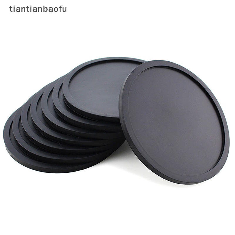 [tiantianbaofu] Tatakan Gelas Silikon Gelas Bulat Set Isi 6pcs Tatakan Gelas Kaca Dengan Holder Glass Coaster Set Silicone Coaster Non-Slip &amp; Washable Butik