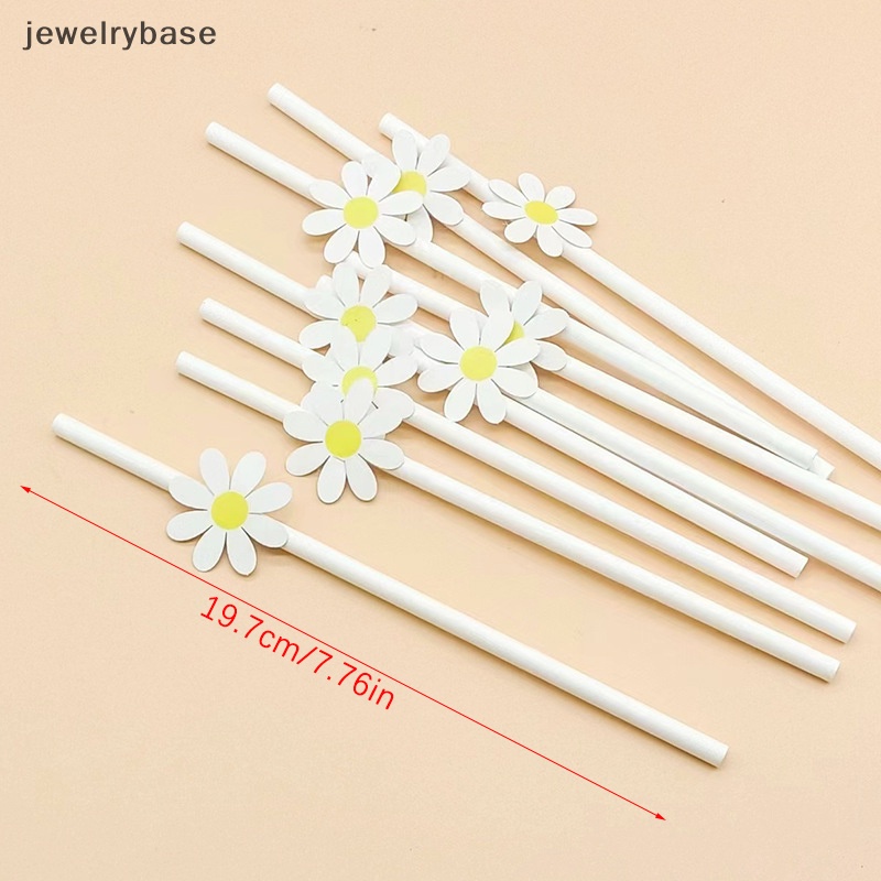 [jewelrybase] 30 Pcs Bunga Daisy Manis Sekali Pakai Sedotan Kertas Bar Minum Sedotan Pesta Butik