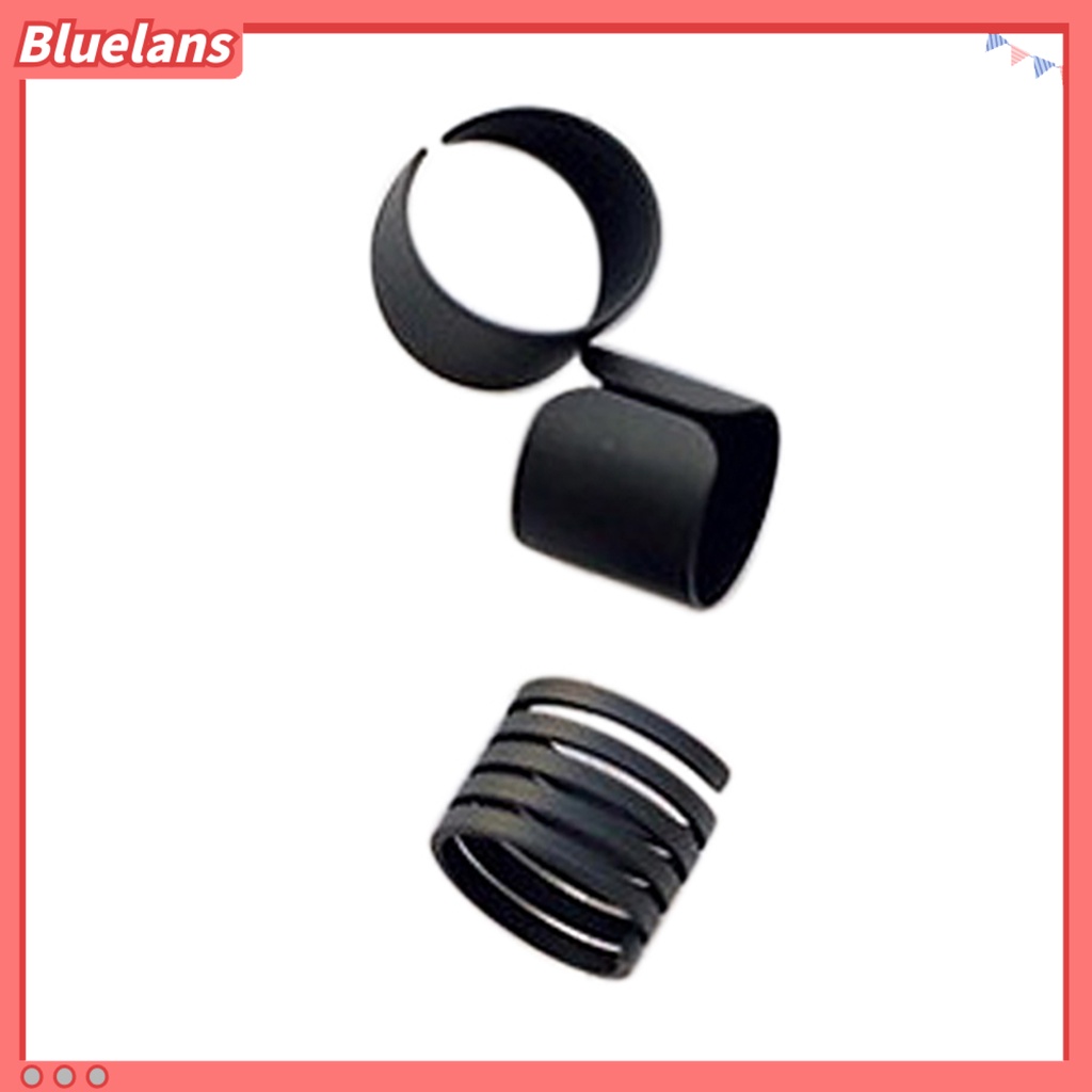 [BLS] 3pcs Fashion Hitam Tumpuk Polos Di Atas Buku Jari Band Midi Rings Perhiasan Cincin Set Untuk Pakaian Sehari-Hari