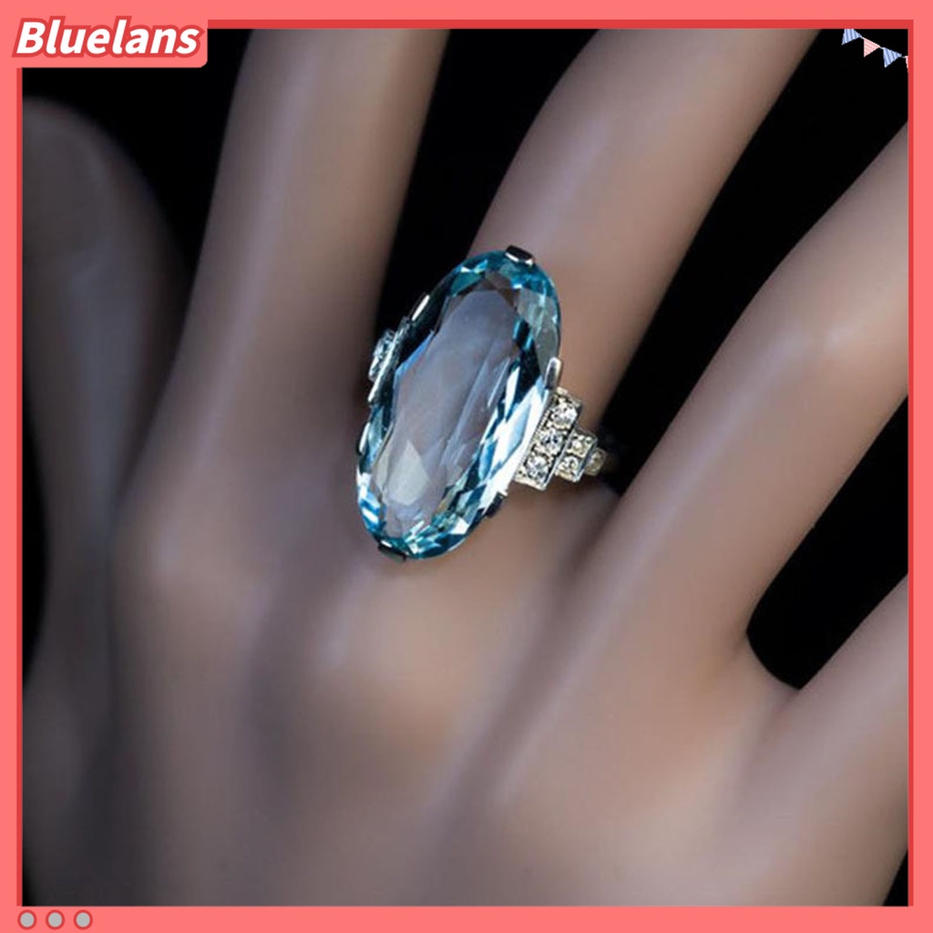 [BLS] Cincin Jari Transparan Panjang Umur Ringan Berbentuk Oval Halus Cincin Biru Untuk Tanggal