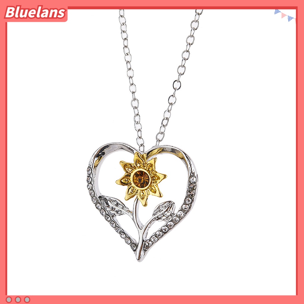 [BLS] Bersinar Dapat Disesuaikan Wanita Kalung Hadiah Sunshine Hati Sunflower Necklace Perhiasan Aksesoris