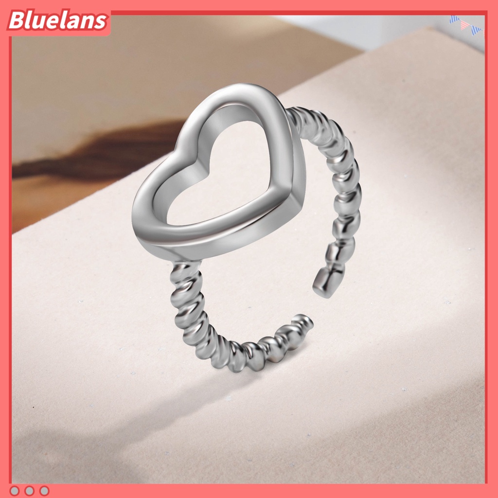 [BLS] 2pcs Cincin Pasangan Berongga Berlapis Perhiasan Hati Pembukaan Adjustable Jari Rings Hadiah Hari Kasih Sayang