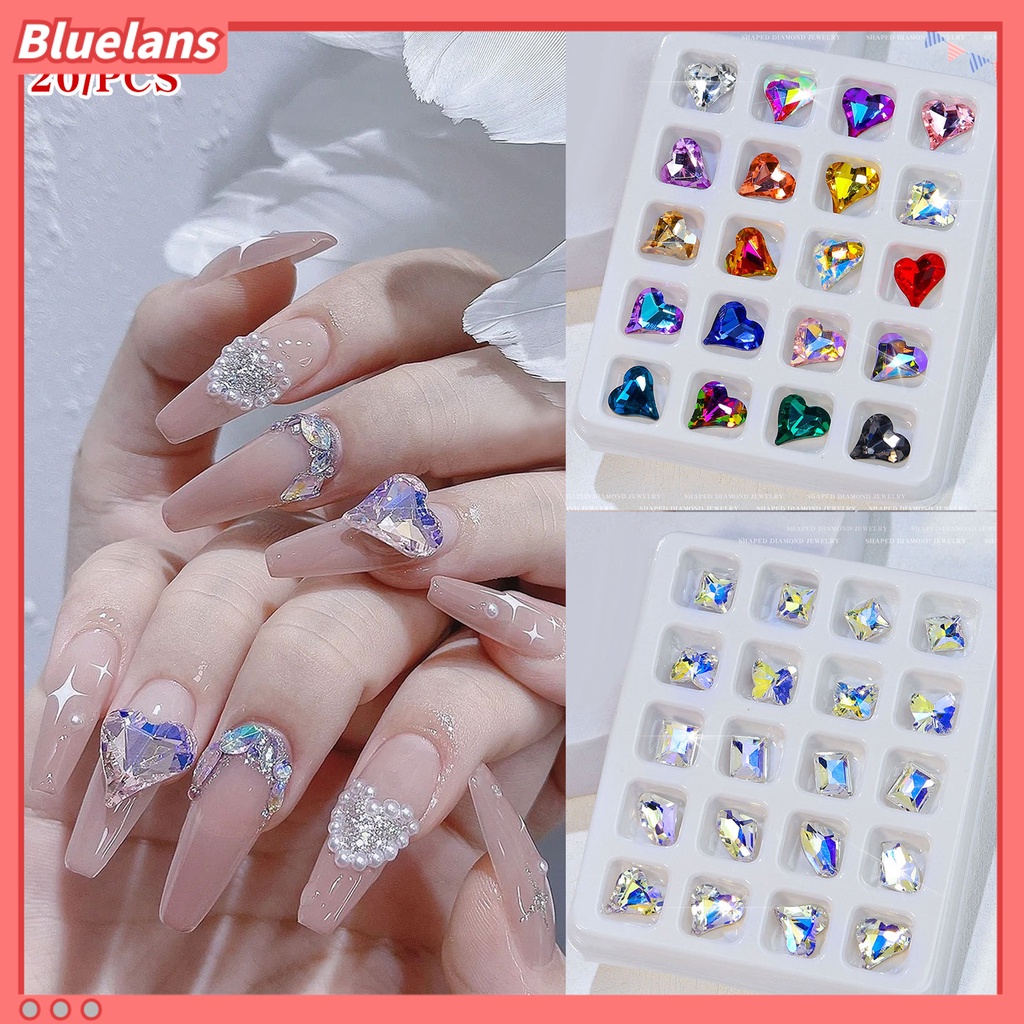 [BLM] 20pcs Ornamen Kuku Bentuk Indah Tahan Luntur Plastik 3D Cinta Hati Kuku Dekorasi Nail Art Gadget Aksesoris Kecantikan