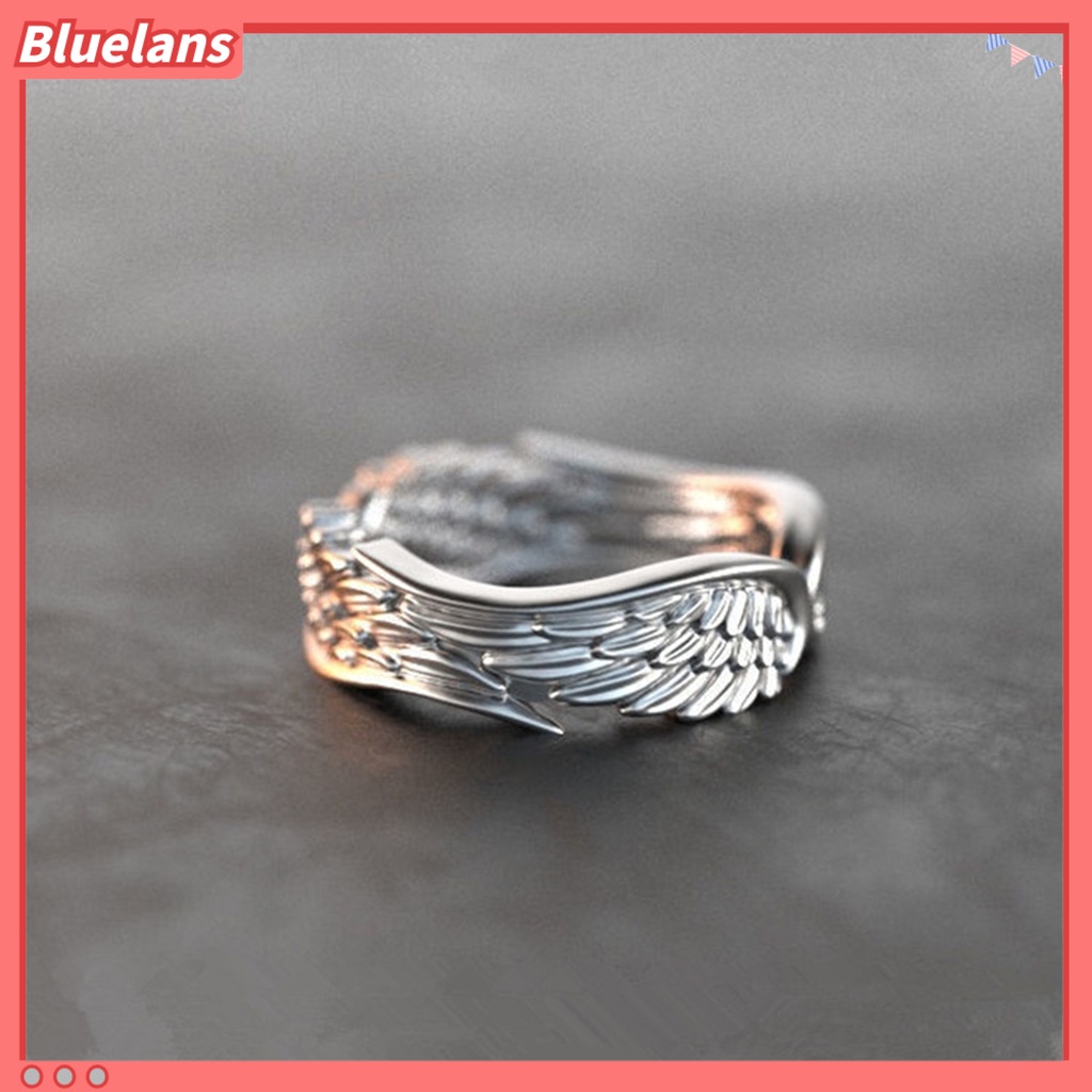 [BLS] Pria Cincin Warna Perak Retro Vintage Dipoles Punk Hadiah Hypoallergenic Sayap Malaikat Jari Cincin Fashion Perhiasan