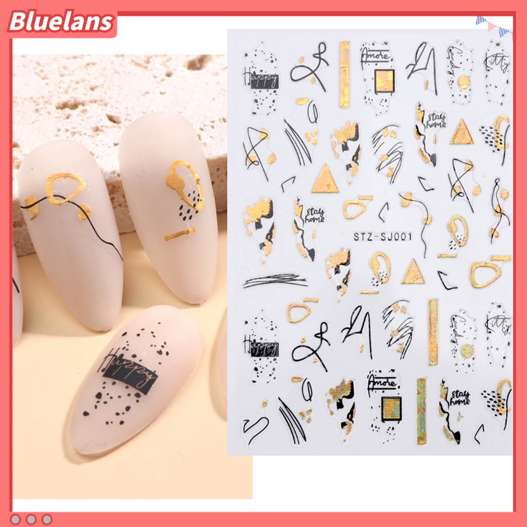[BLM] 2pcs Dekorasi Kuku Indah DIY Ringan Two-tone Gilt Rose Nail Decals Untuk Wanita