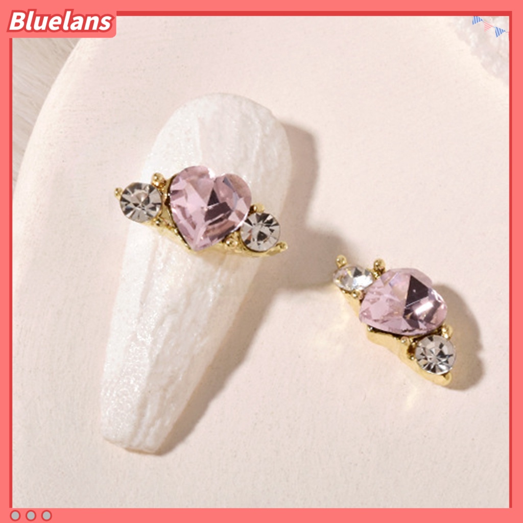 [BLM] 10 Pcs Aksesoris Kuku Indah DIY Manicure Alloy Perhiasan Berwarna Peach Hati Berlian Imitasi Nail Art Dekorasi Perlengkapan Manicure