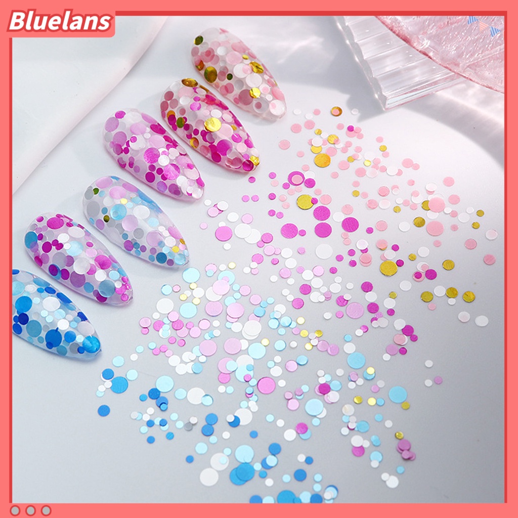 [BLM] 1kotak Nail Art Payet Bersinar Berkilau Mempesona DIY Multicolor 12kisi Mix Ukuran Kuku Bulat Payet Serpihan Manicure Store Supply