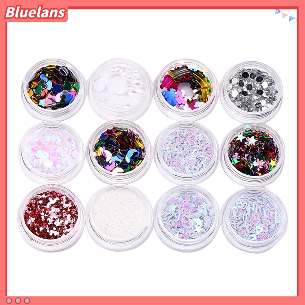 [BLM] 12toples/1kotak Shiny Sweet Pattern Manicure Nail Art Mata Rias Payet DIY Alat