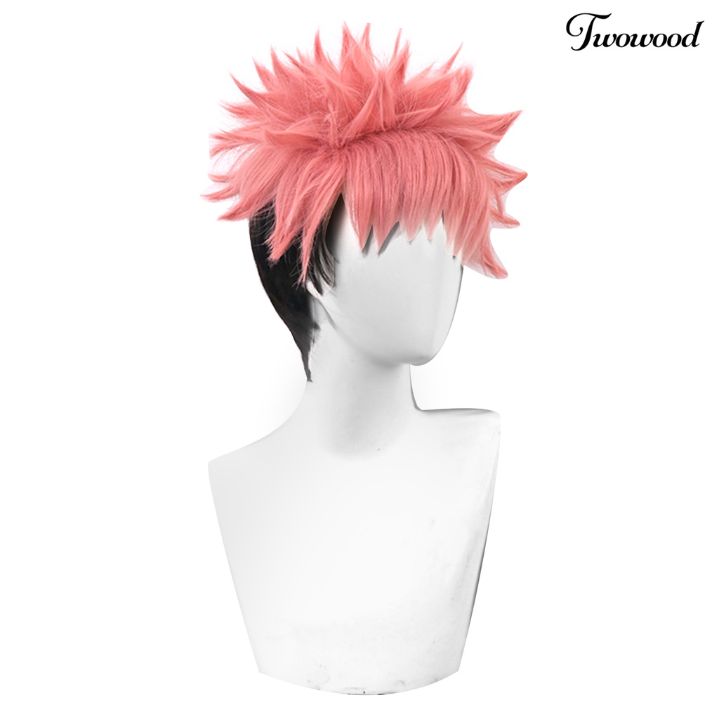 Twowood Unisex Karakter Anime Gradien Pendek Rambut Palsu Wig Cosplay Pesta Dekorasi Props