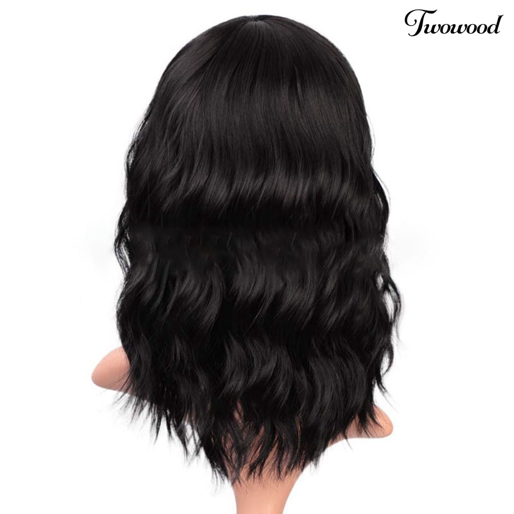 Twowood Wanita Wig Bergelombang Halus Pendek Lady Curly Rambut Palsu Alami Untuk Perempuan