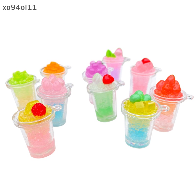 Xo 2Pcs Luminous Fruit Ice Cream Cup Ornamen Mini Warna Micro Landscape Dekorasi Rumah Boneka Miniatur Mainan OL