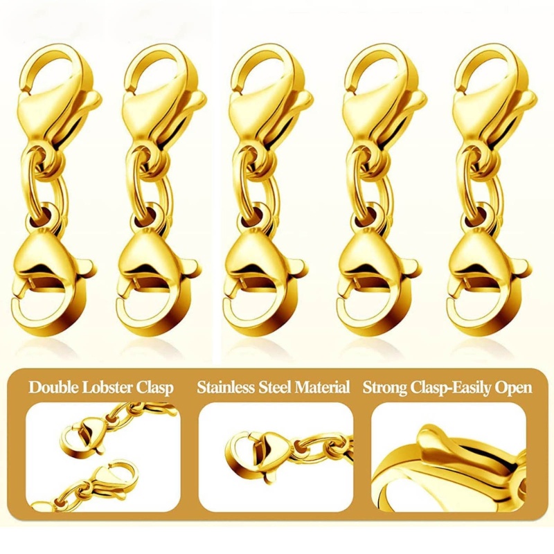 Siy 8pcs Double Lobster Clasps Kalung Gelang Clasp Konektor Double Opening Jewelry Clasps Untuk Membuat Perhiasan DIY