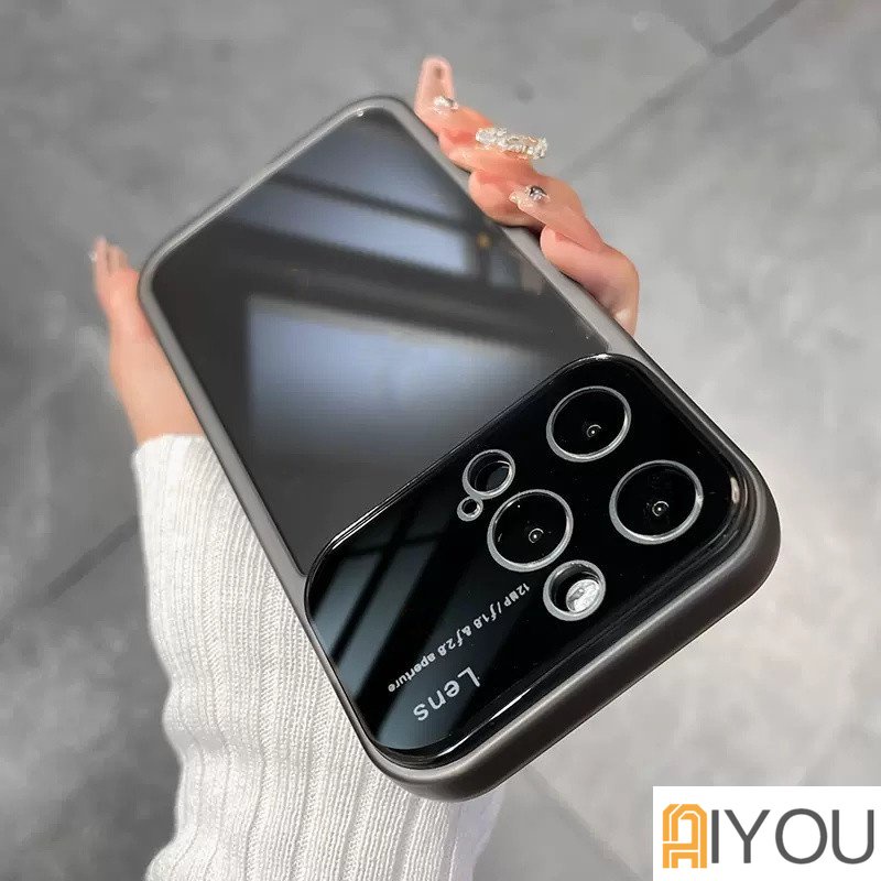 IPHONE Casing Soft Phone Jendela Besar Warna Kontras Transparan Untuk Iphone14Plus13 12 11 Pro Max Lensa Kamera Clear Protection Cover