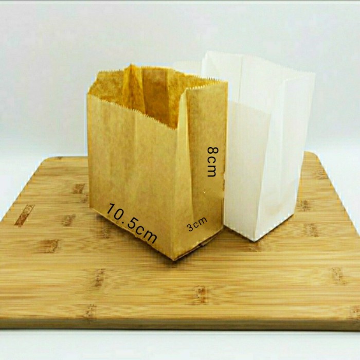 

[SC] paper bag / kantong kertas putih untuk roti, fried chicken, snack dll - Putih, XS - 100 lbr