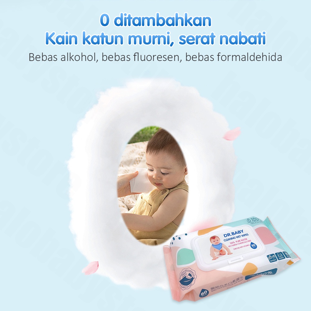 Halo Baby 80pcs/pack Tisu Basah Bay Newborn/Baby Wipes Hand And Mouth