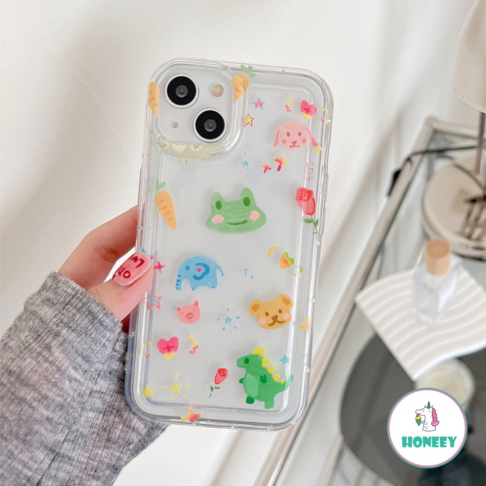 IPHONE Casing Ponsel Hewan Lucu Imut Untuk Iphone14 11 Pro Max13 12 Pro Max XR XS 7 8plus Shockproof Airbag Lembut TPU Penutup Belakang