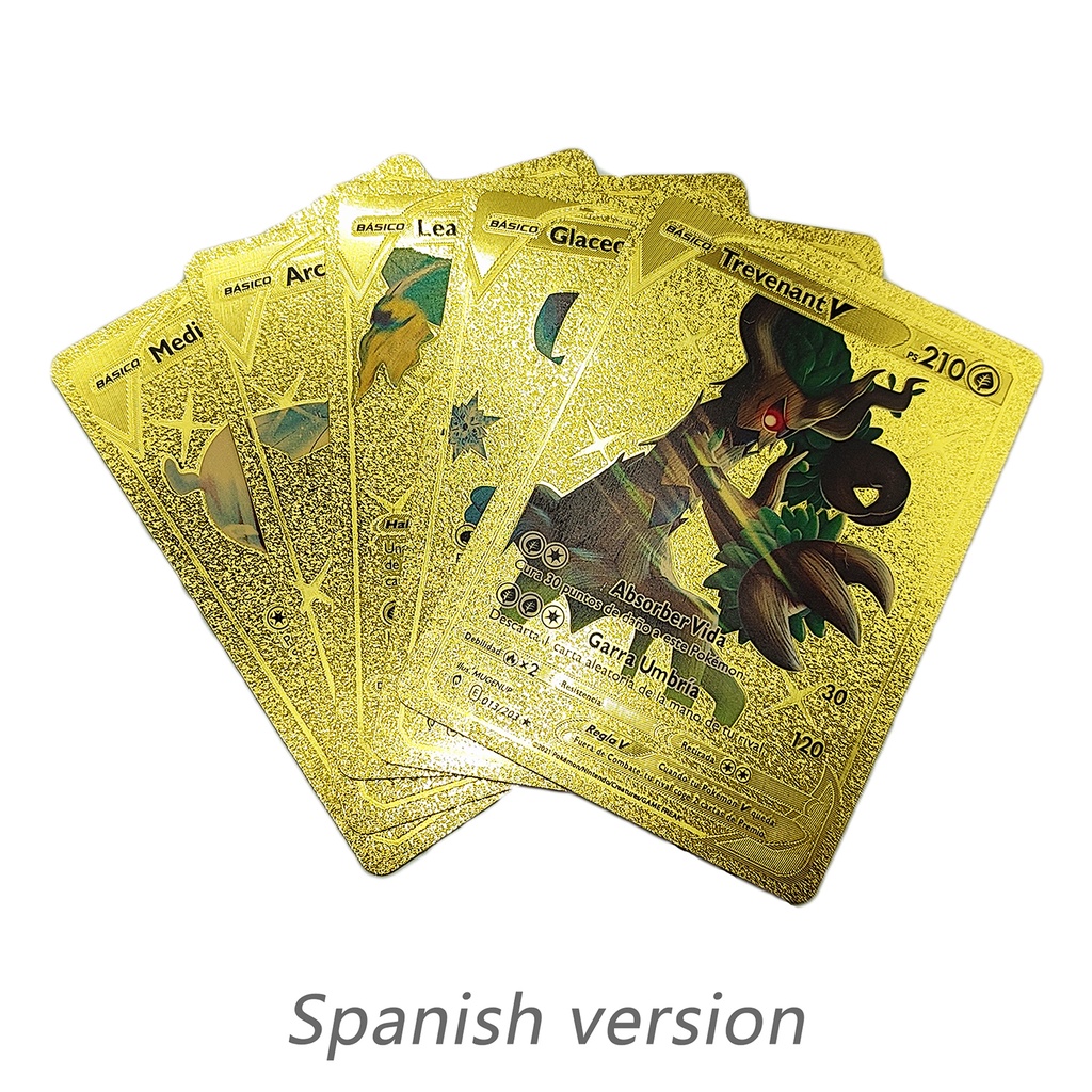54 Pcs 27 Pcs Kartu Pokemon Spanyol Metal Hitam Emas Charizard Pikachu Game Card Battle Collections Mainan Untuk Anak Dewasa