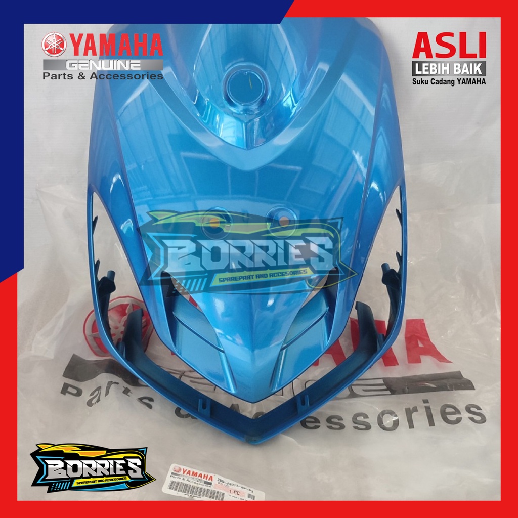 TAMENG DASI DEPAN YAMAHA MIO SMILE TAHUN 2011 WARNA BIRU METALIC ORIGINAL 28D-F8311-00-P3