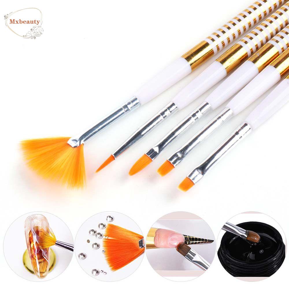 Mxbeauty Kuas Nail Art French Professional Gradient Pull Liner Brush Manicure Gel Brush Pena Terapi Cahaya