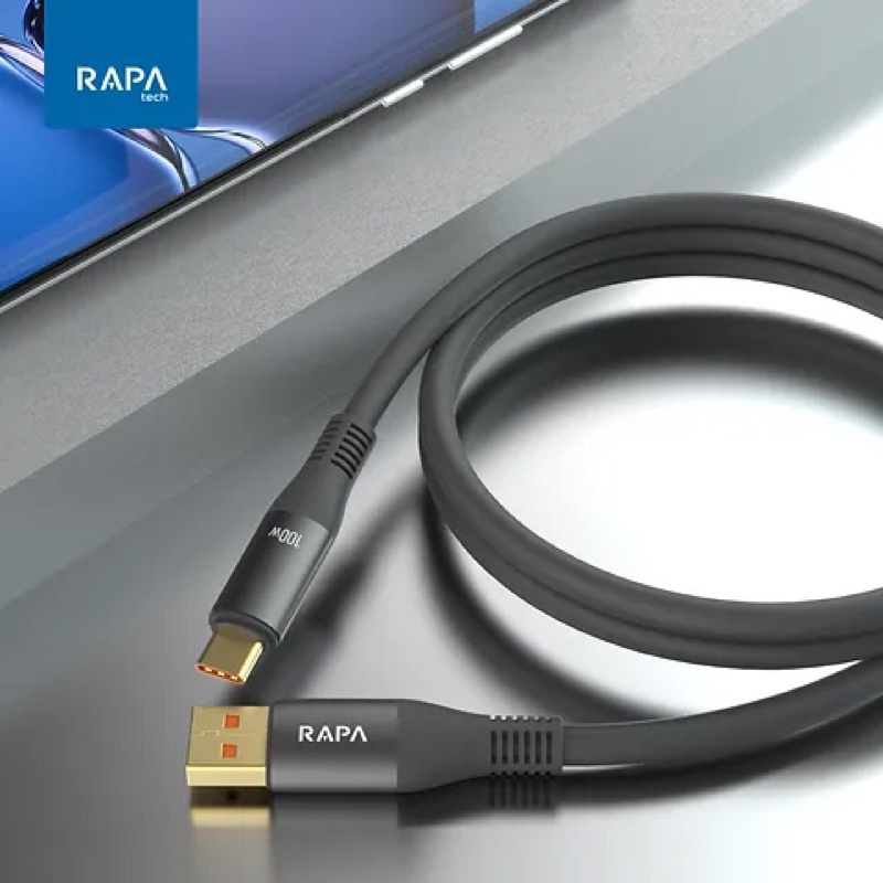 RAPAtech Kabel Data Type C Fast Charging 5A up to 100W Premium Quality Data Cable Usb Type C original bergaransi