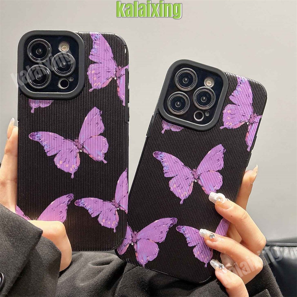 IPHONE Soft Case Kupu-Kupu Hitam Untuk Iphone11 12 13 14 Pro Max14 Plus Xs Max X XR 7 8 Plus Sarung Belakang Lembut