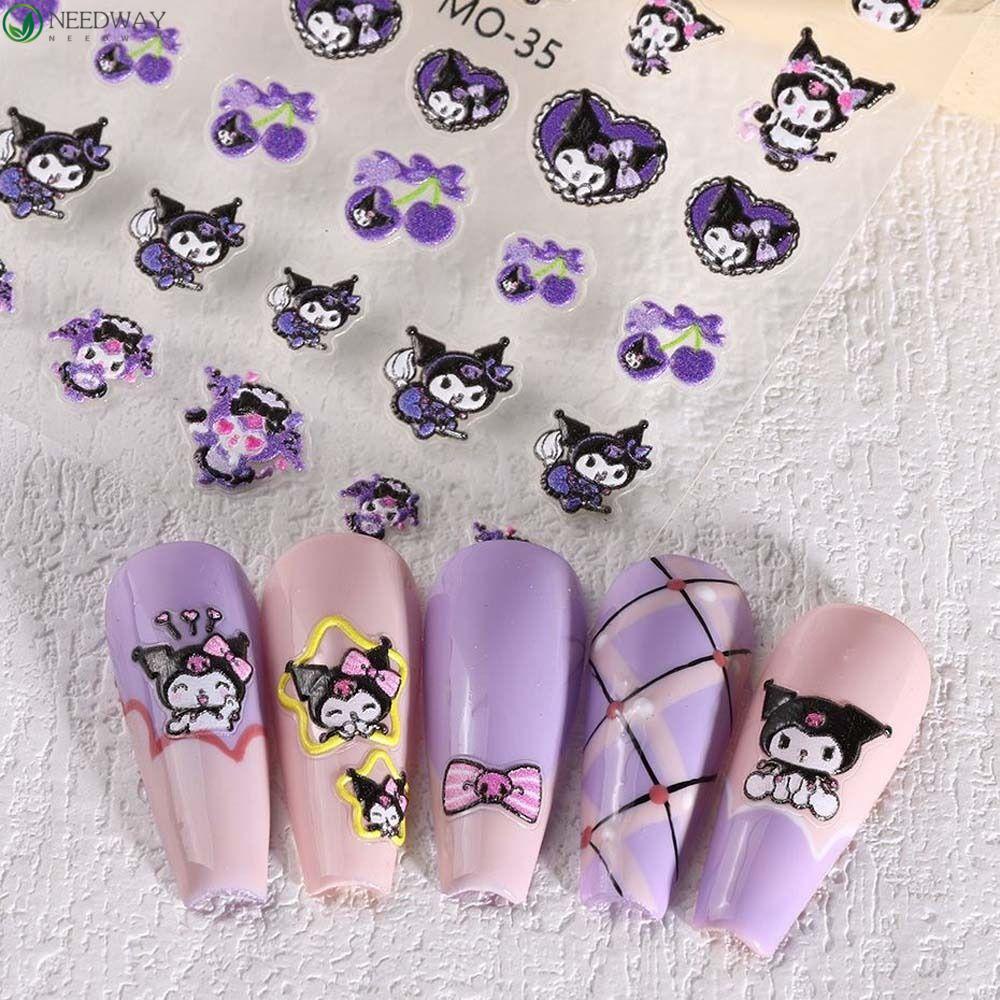 Needway Kartun Stiker Kuku Wanita Perekat Diri Melody Sheep Pochacco Dog Relief Nail Dekorasi