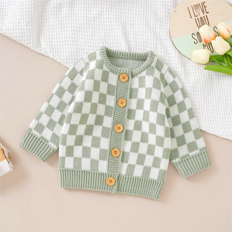 TokoMilkan Cardigan Rajut Anak Perempuan Dan Laki Laki Tako - Tako Kids | Atasan Motif Kotak Kotak Usia 1 - 7 Tahun