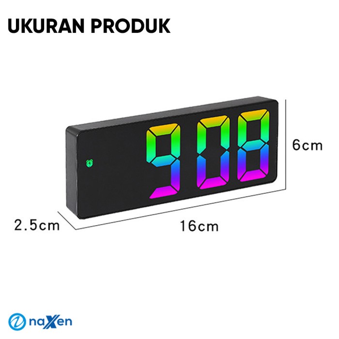 Jam Alarm Digital LED Rainbow Naxen Alarm Clock Sensor Suara GH0725