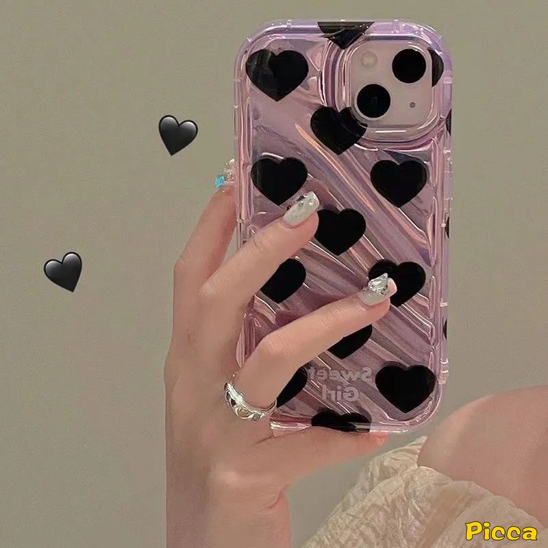 IPHONE Case Kartu Laser Kompatibel Untuk Iphone11 13 14 12 Pro MAX 7Plus XR 6 6S 78 Plus X XS MAX 8Plus SE 2020mewah Dazzle Warna Love Hati Bintang Pohon Kreatif 3D Stereo Corrugation Case