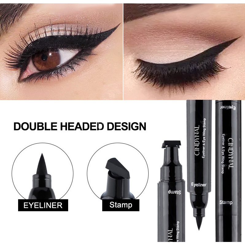 (UMU SUPPLIER) CINDYNAL EYELINER STAMP 2 IN 1 WATERPROOF LIQUID PENSIL WATERPROOF 100% SMALL