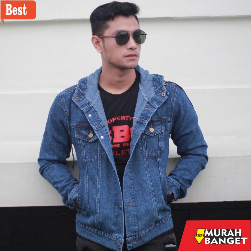 Jaket denim pria terbaru- TURUN HARGA Rocafela Jaket Jeans Pria Hoodie FJ Pria - Jaket Jeans Denim R