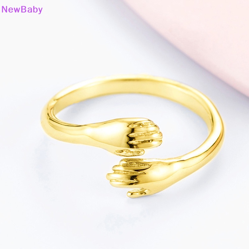 Newbaby925 sterling Perhiasan Perak Cinta Peluk Cincin retro fashion Pasang Aliran Terbuka Cincin ID