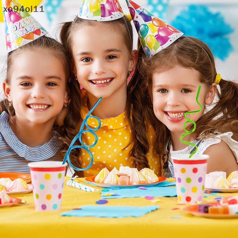 Xo 10pcs Sedotan Lengkung Warna-Warni Sedotan Berbentuk Hewan Peliharaan Crazy Curly Plastik Untuk Pesta Bar OL