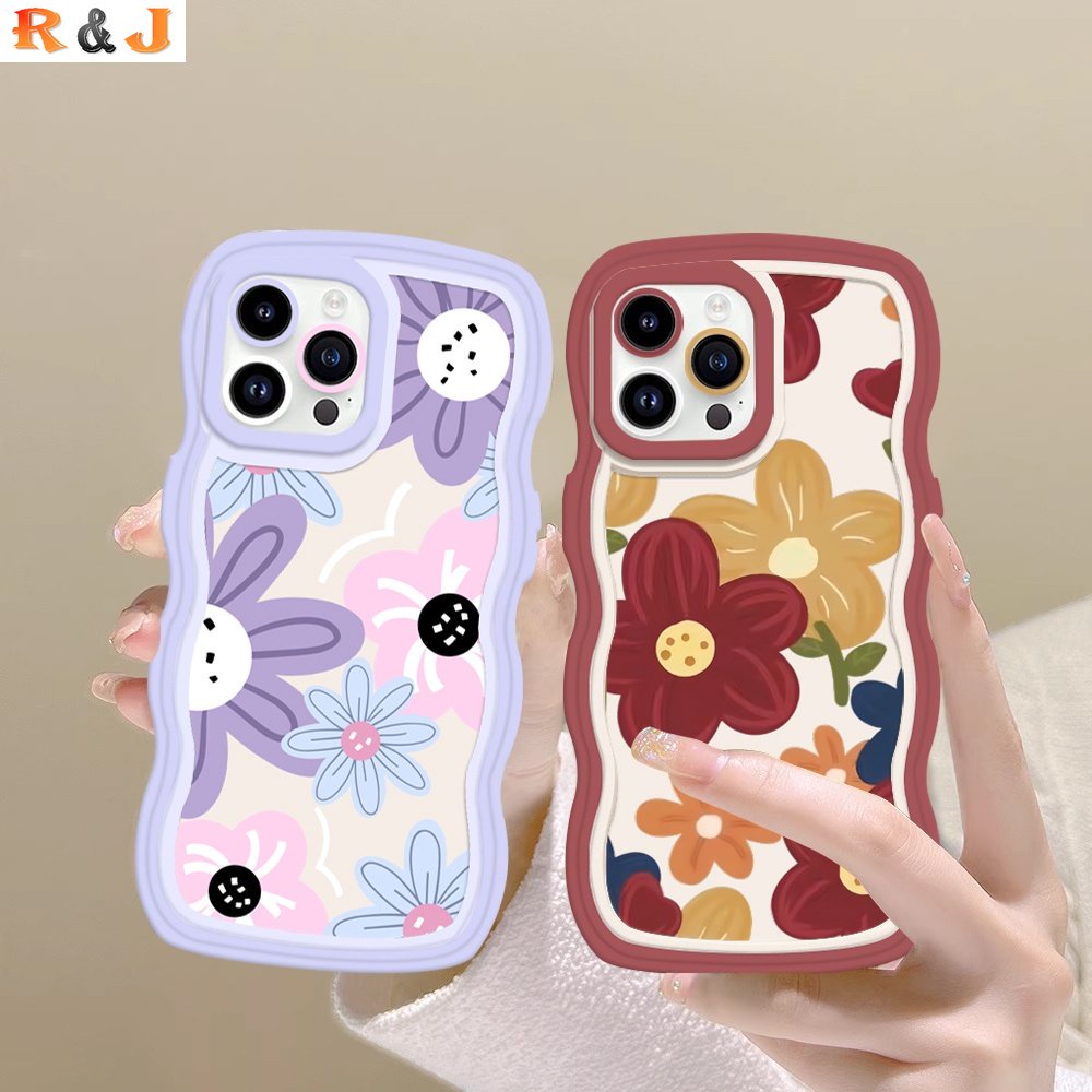 Soft Case Samsung A14 A04 A04E M23 A13 A03S A53 A73 A33 A02 A50S A30S A23 A22 A21S A12 A02S A11 A51 A10 A30 A52 A52S M12 A71 A53 A32 Lukisan Minyak Bunga Tepi TPU Phone Cover