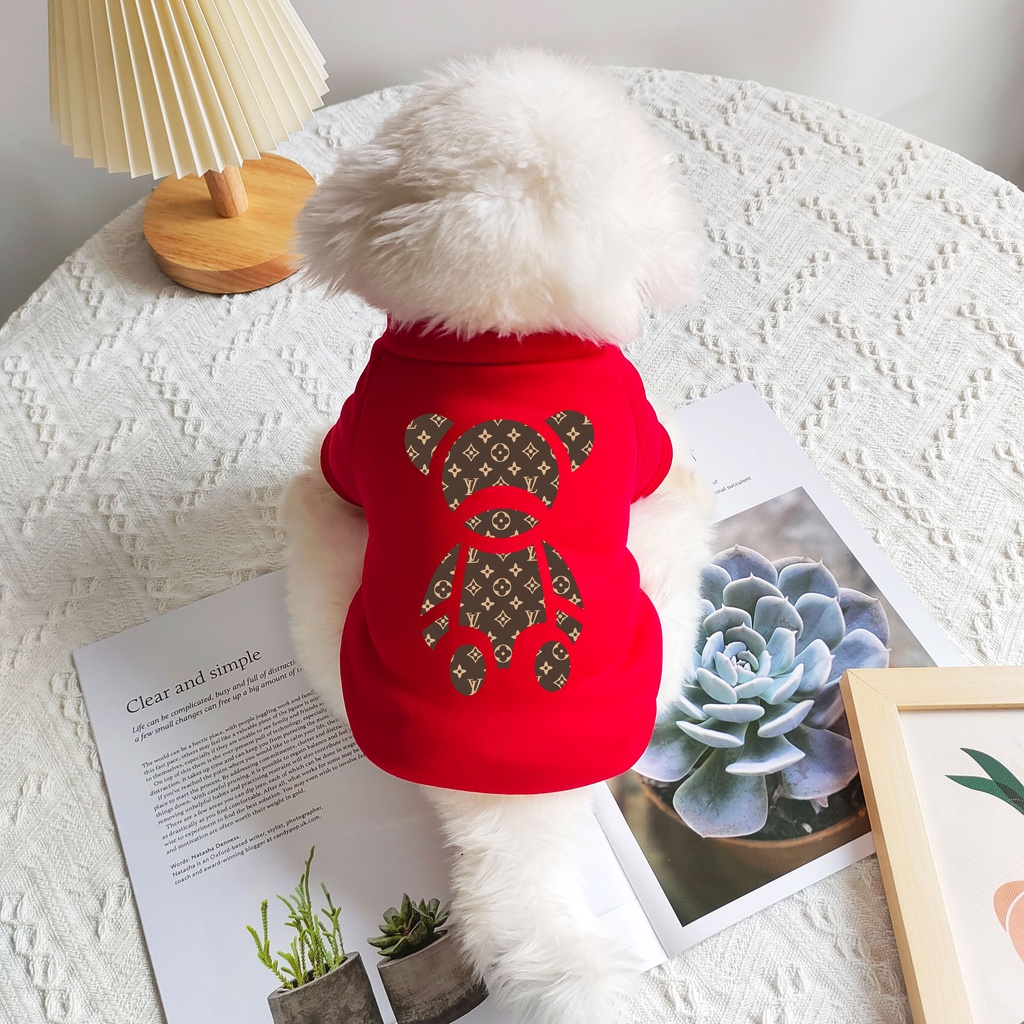 Pet fashion Sweater Berkerudung Kasual Cocok Untuk Pakaian Motif Merek Besar Dari Hewan Peliharaan