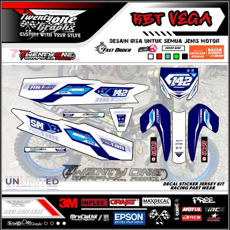 DECAL STIKER RBT YAMAHA VEGA R NEW OLD WHITE kekinian⭐ BEBEK TRAIL MODIF GTX TRABAS FULL BODY  JUPIT