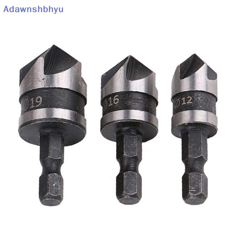 Adhyu 3Pcs Hex Countersink Boring Set Untuk Metal Drill Bit Tools Hexagonal Carbon Steel ID