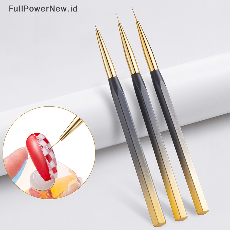 Power 3PCS Nail Art Pen Dotg Paing Gambar UV Gel Liner Polish Brush Tool Set ID