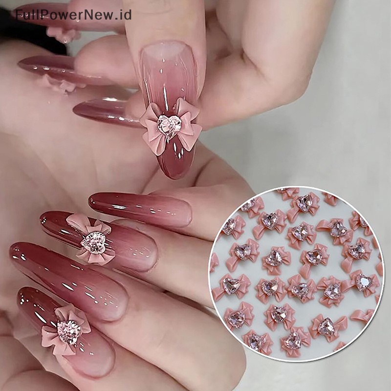 Power 10Pcs 3D Nail Art Dekorasi Jantung Berlian Ikatan Simpul DIY Manicure Aksesoris ID