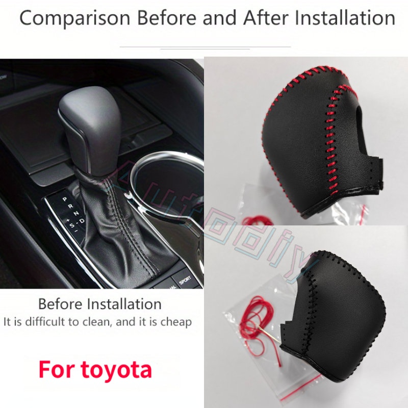 Kulit Mobil Toyota Gear Head Shifter Knob Cover Gear Shift Untuk Toyota Corolla/Cross/Camry Dimodifikasi Interior Gear Lever Cover,Allion Dan Avalon Center Control Gear Lever Cover