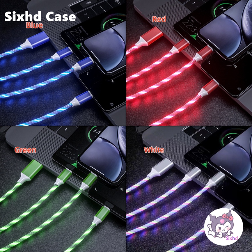 Dazzle Light Color LED Intelligent Flash 2A charging Cable Untuk Tipe-C IOS Micro-USB Kabel Data Panjang Satu Meter Pengisian Cepat, Pencahayaan LED, Kualitas Tinggi100%, Aksesoris Telepon