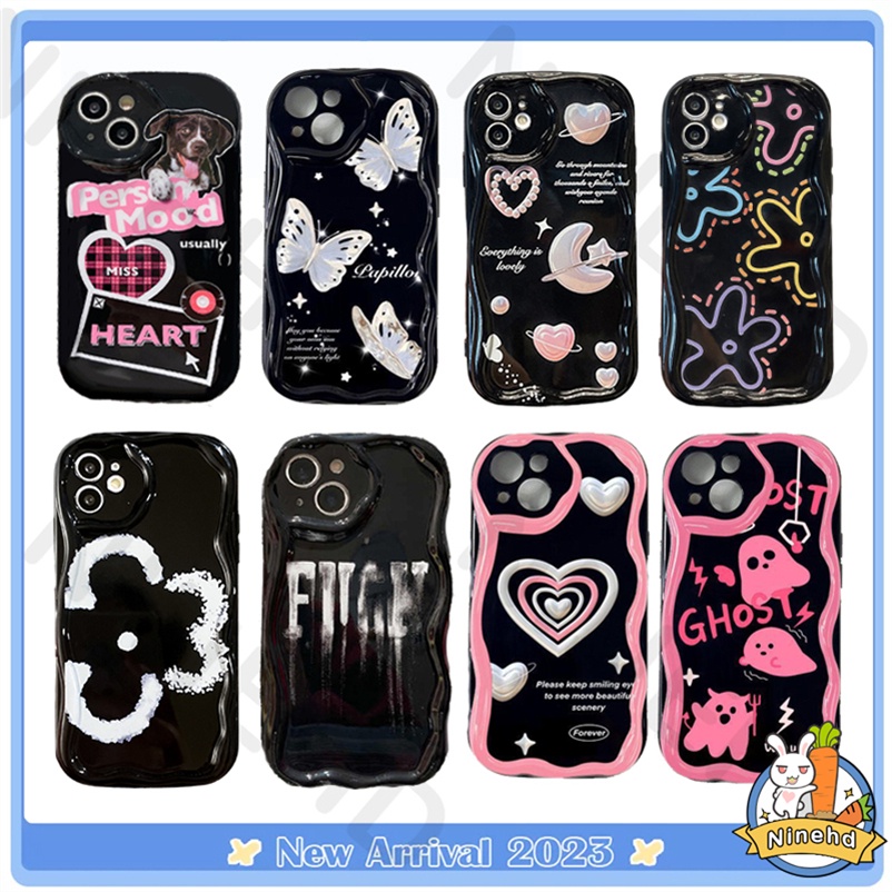 IPHONE Casing Soft Case 3D Fashion Variasi Tepi Melengkung Bergelombang Kompatibel Untuk Iphone14 13 12 11 Pro Max X Xr Xs Max8 7 6 6s Plus SE 2020 Airbag Glossy Phone Case Shockproof Soft Back Cover